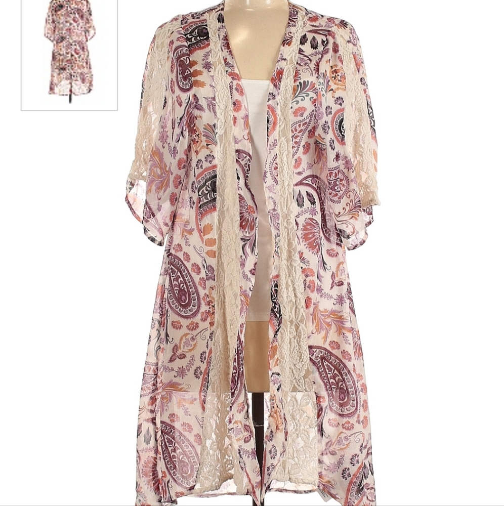 American Eagle Kimono Boho Long Pasiley Print